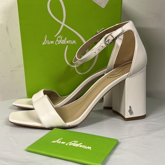 NIB- Sam Edelman Women's Daniella Strappy Block-Heel Sandals, White Leather - 9M - Picture 9 of 14